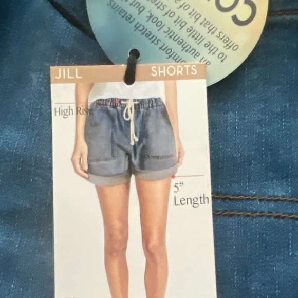 !It Jill Comfort Drawstring High-Rise Cuff Denim Blue Jean Shorts Size 14 NWT - Picture 6 of 10